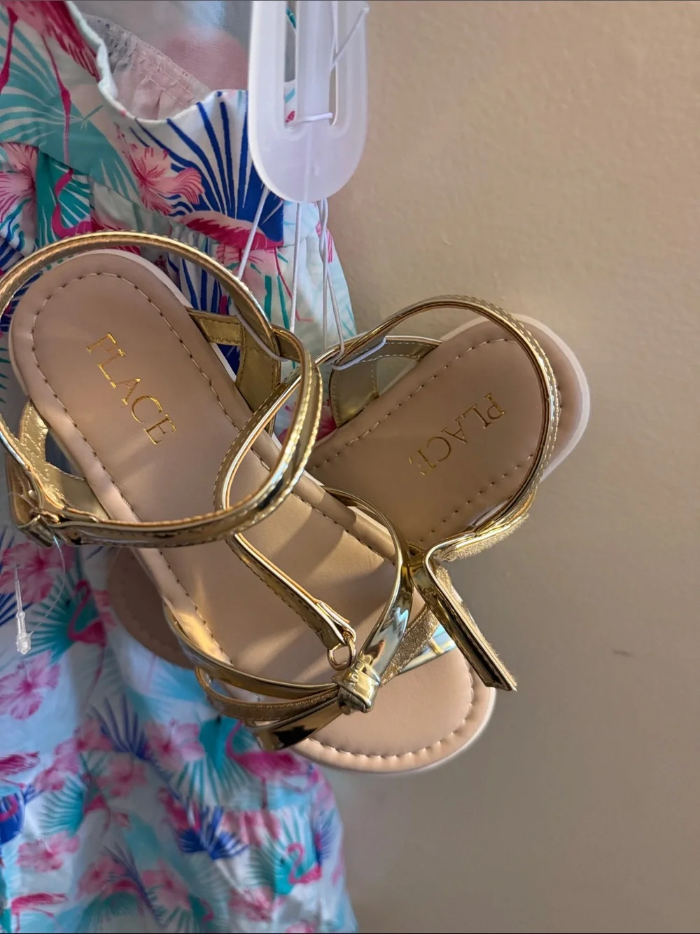 The Children's Place Girls' Gold Metallic Strappy Sandals